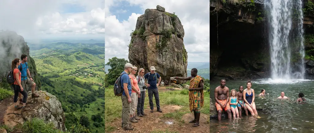 Hikers on the Kwahu scarp